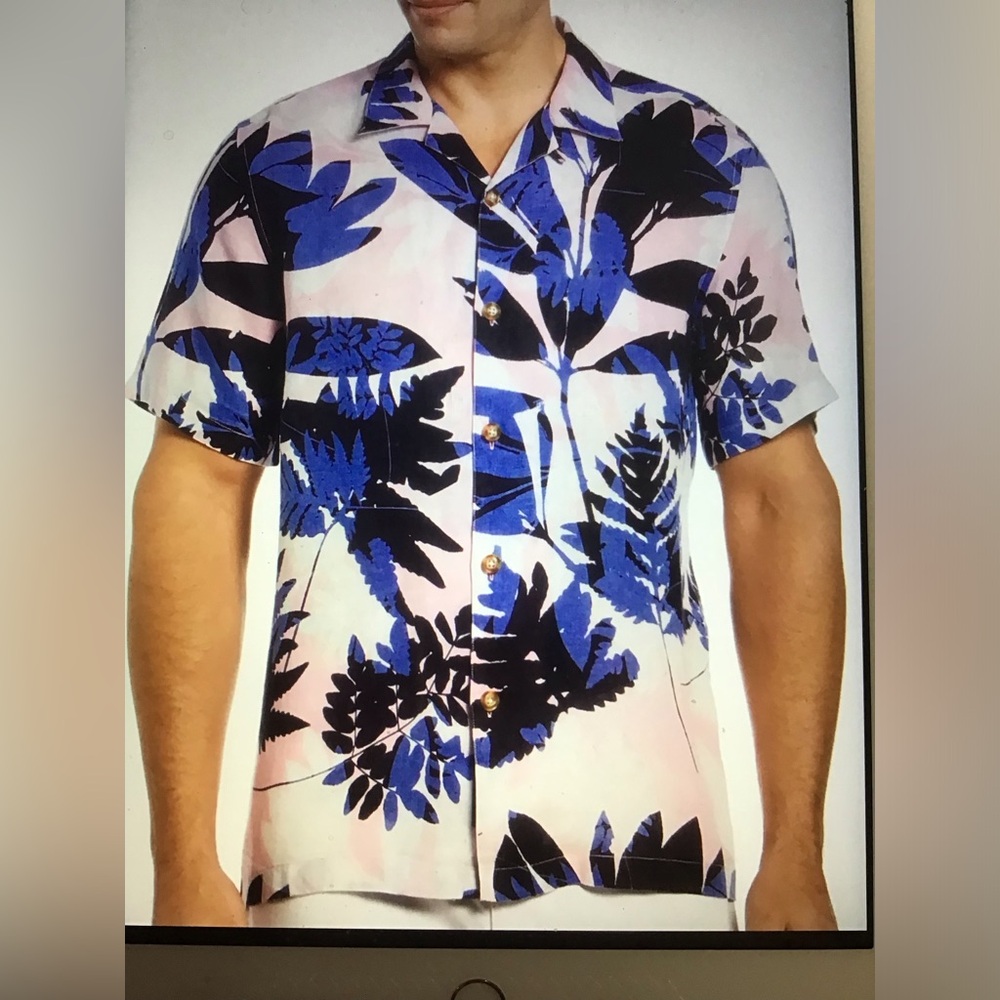 PERRY ELLIS MEN’S LEAF PRINT SHORT SLEEVE BUTTON-DOWN SHIRT Sz XL  100% COTTON.
